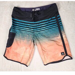 LIRA Board Shorts Mens 32 Bathing Suit Surfing Tropical Flames Swimming